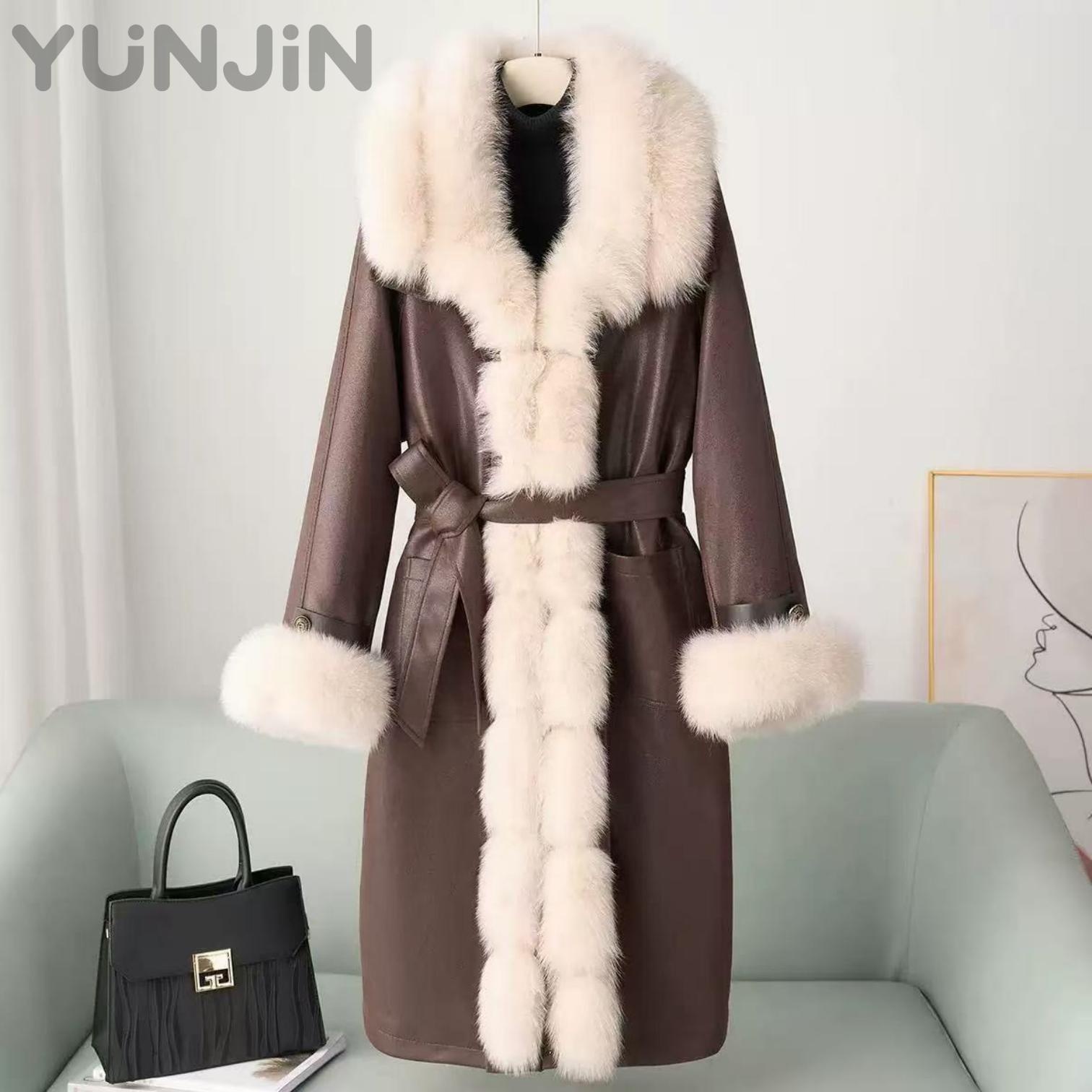 Luxury Women's Genuine Fox Fur Trim Down Coat