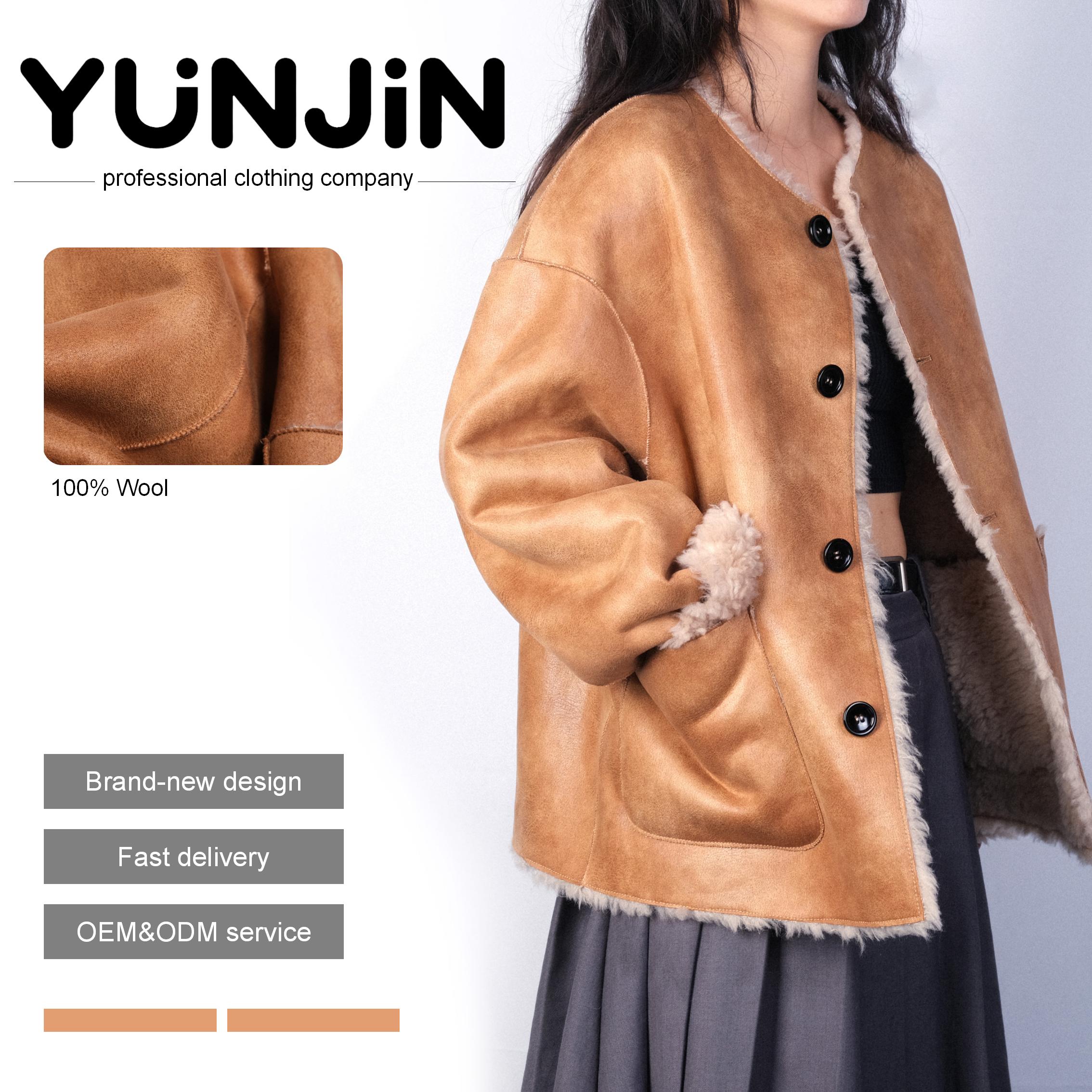 YUNJIN Women Pure Wool Winter Coat Retro Double-Sided