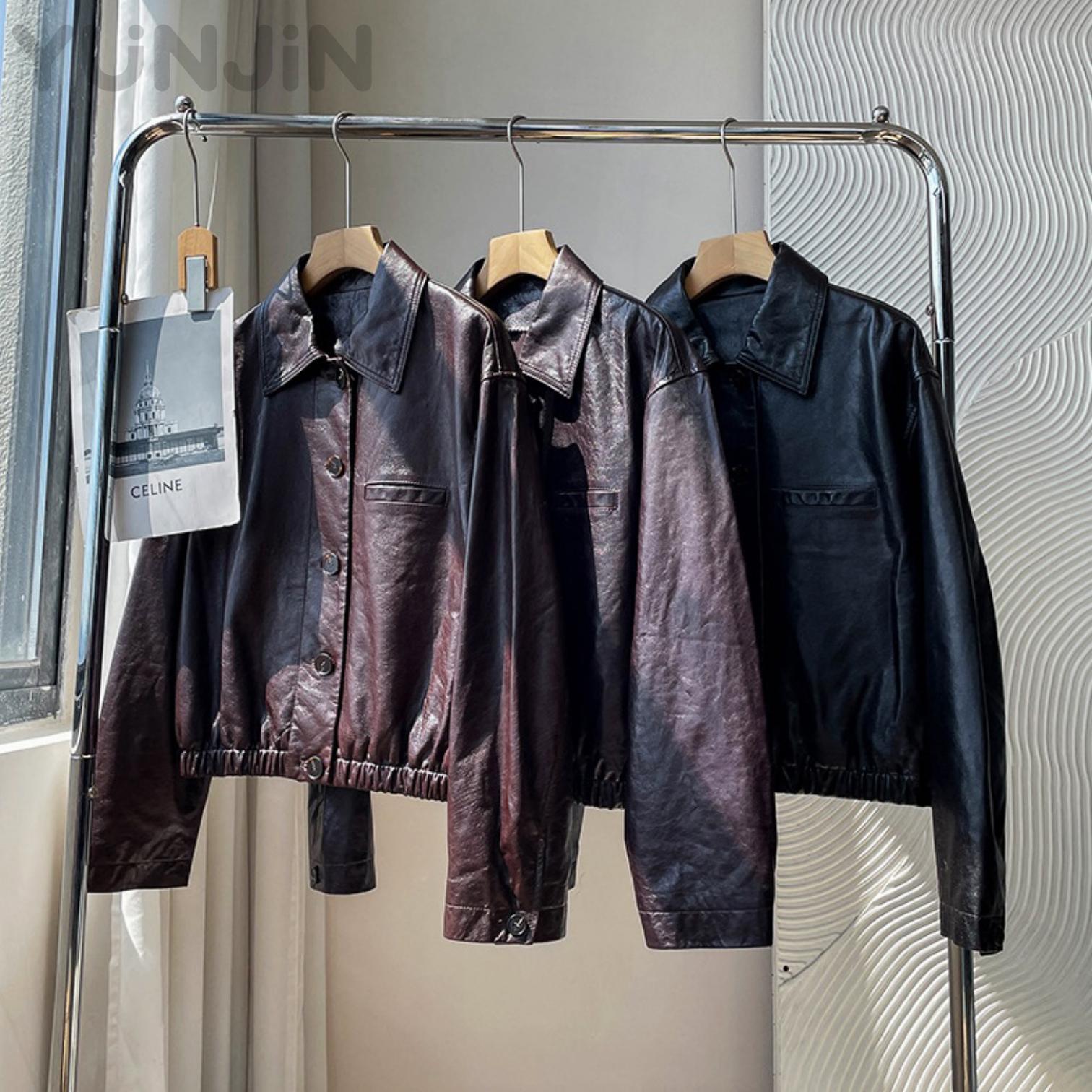 Vintage Fashion Genuine Leather Jackets Natural Sheepskin Coats