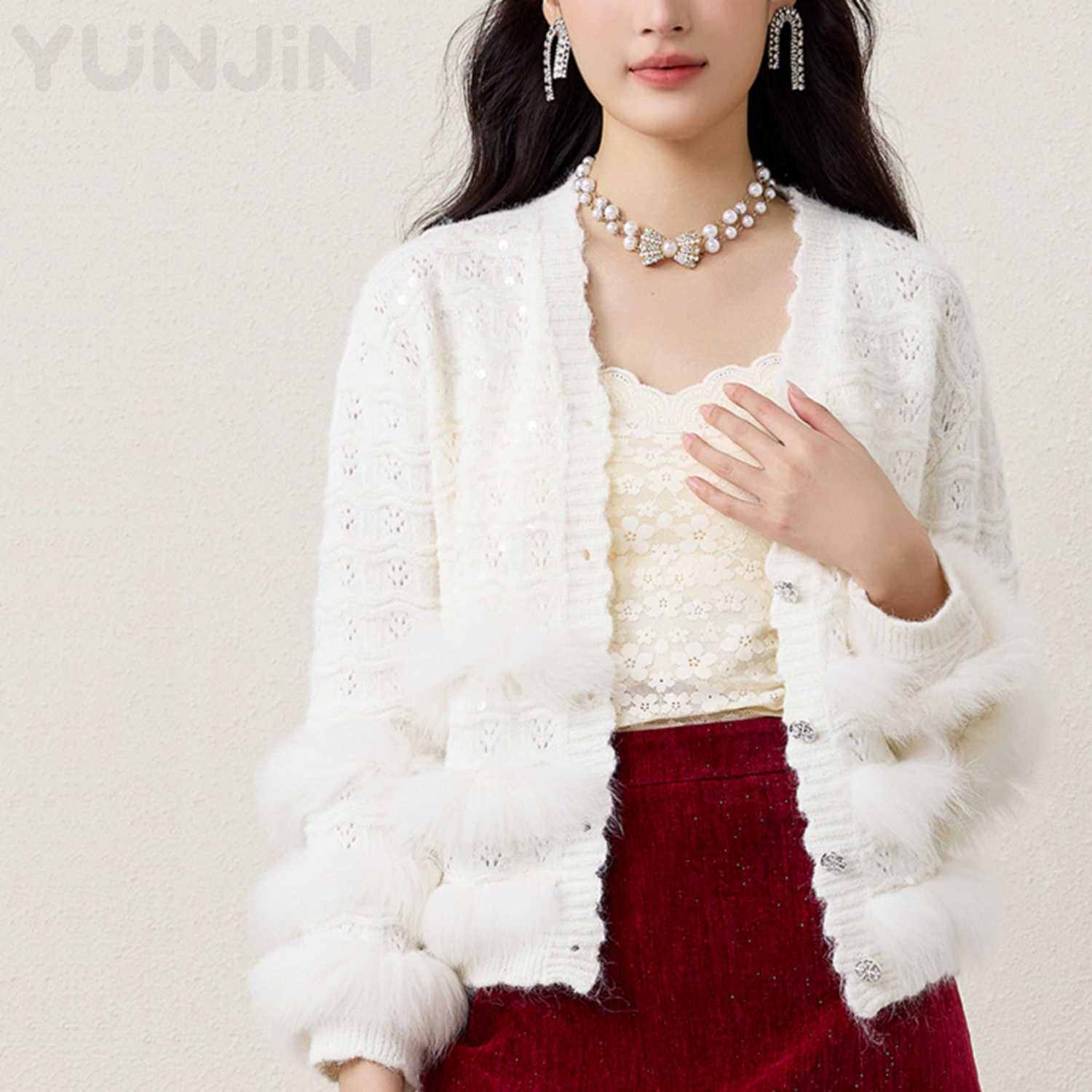 Autumn Winter Real Fox Fur Trim Elegant Plush