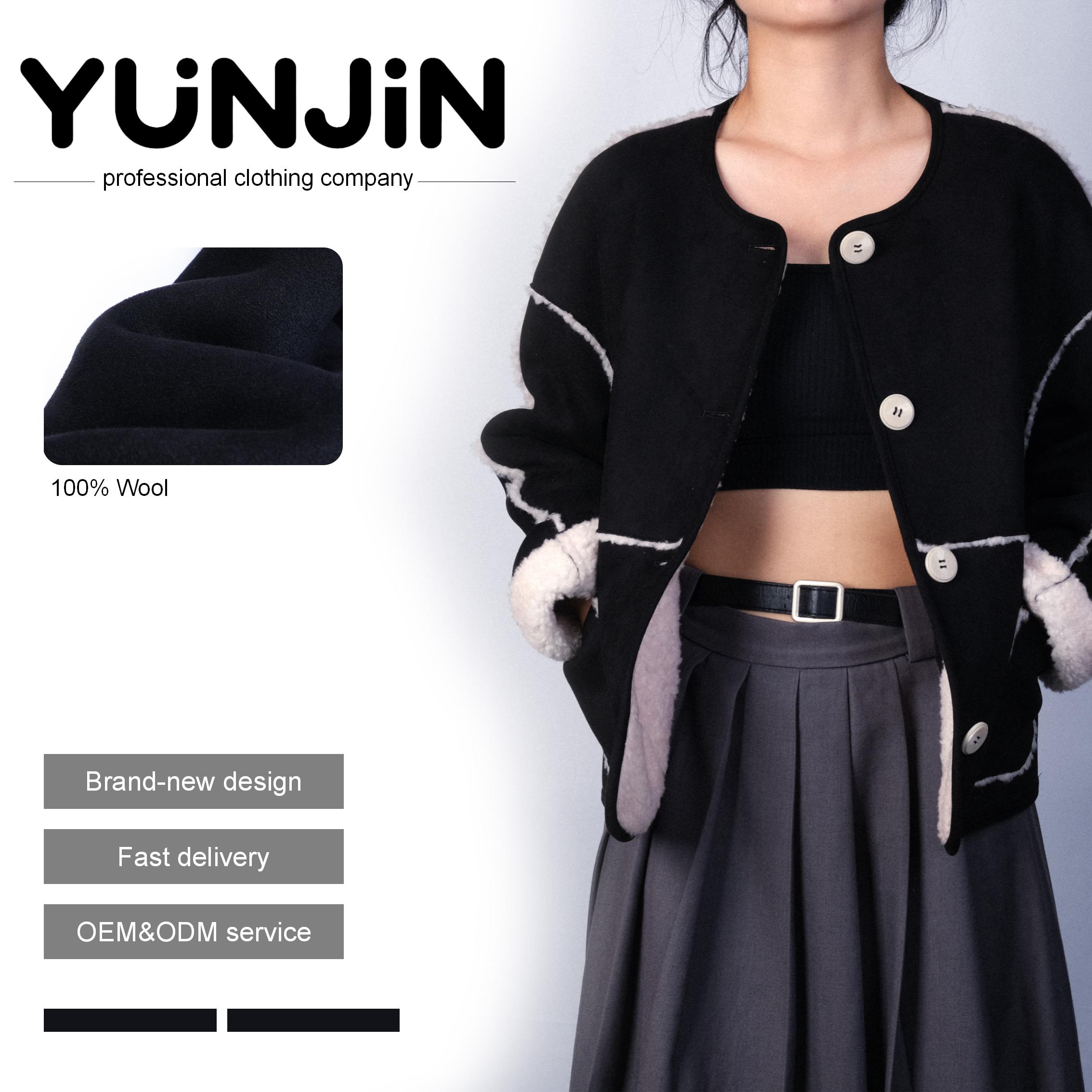 YUNJIN Women's Elegant Winter Woolen Overcoat Single Breasted