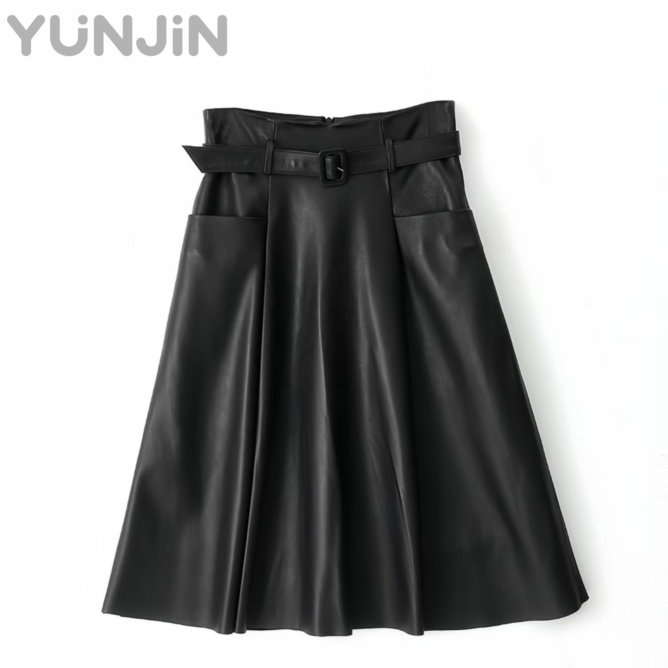 New Arrival High Waist Flared Midi Skirt Genuine