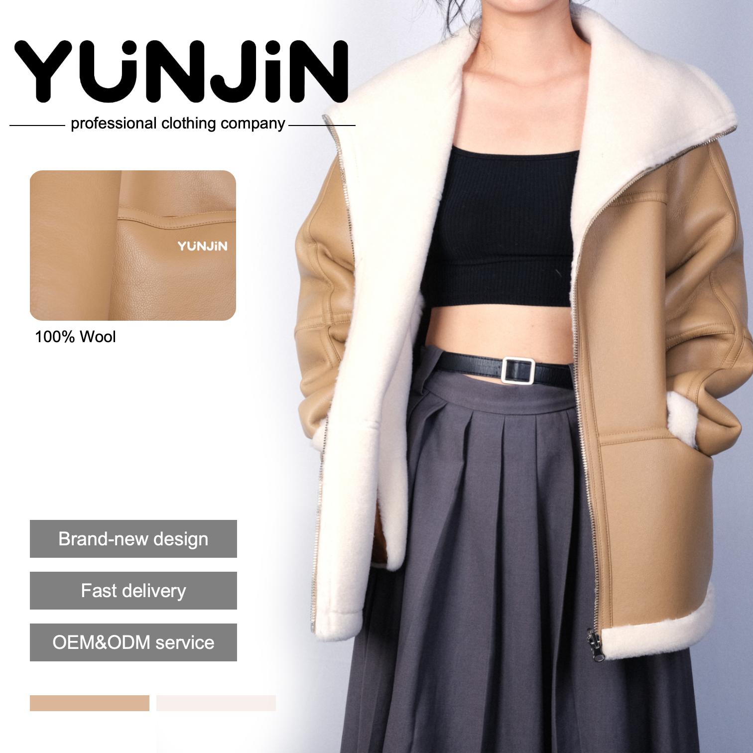 YUNJIN Women's Elegant Stylish Winter Overcoat - Sheep