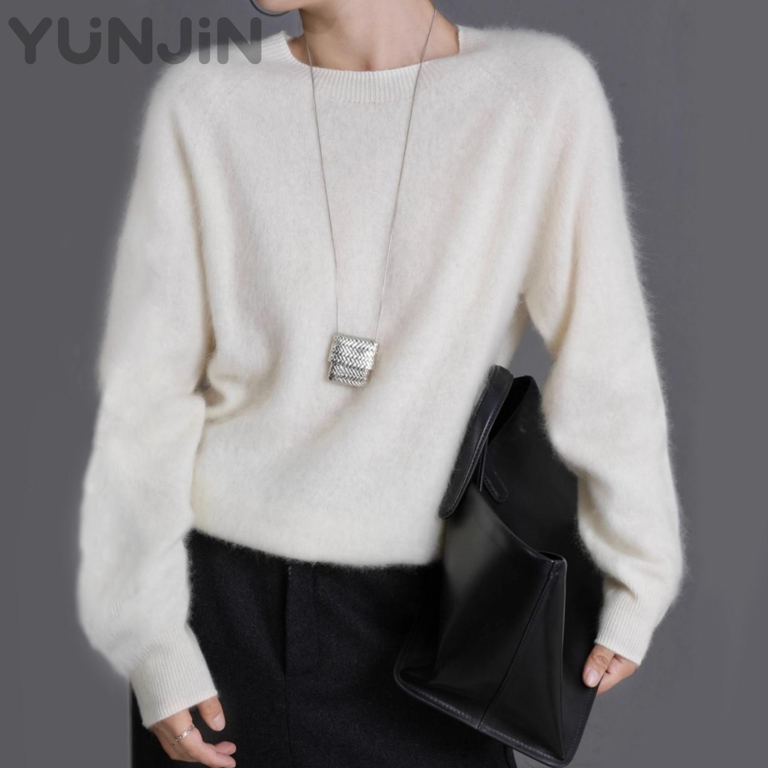 Women's New Design Wool Cashmere Knitted Sweater Round