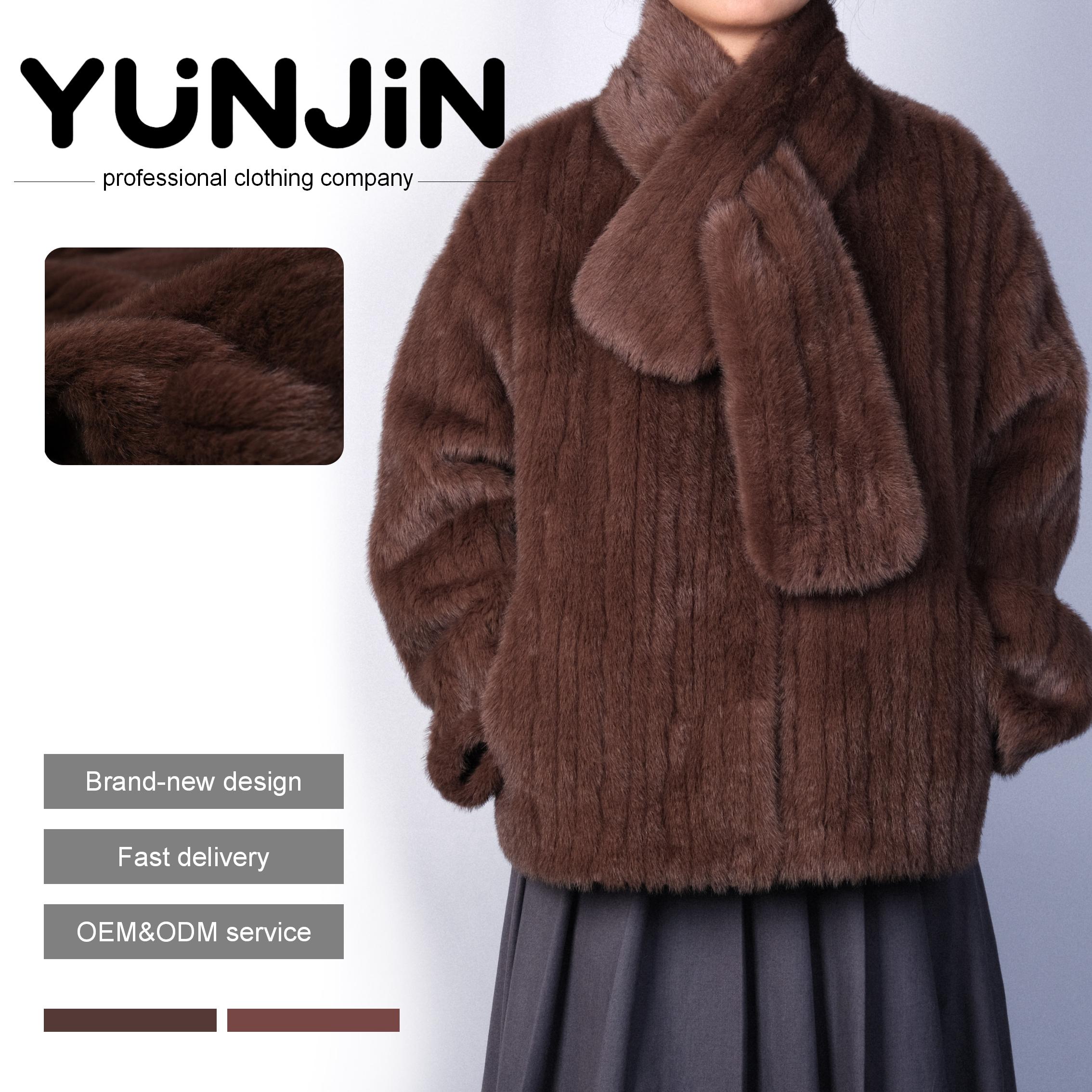YUNJIN Women's Casual Mink Faux Fur Winter Coat