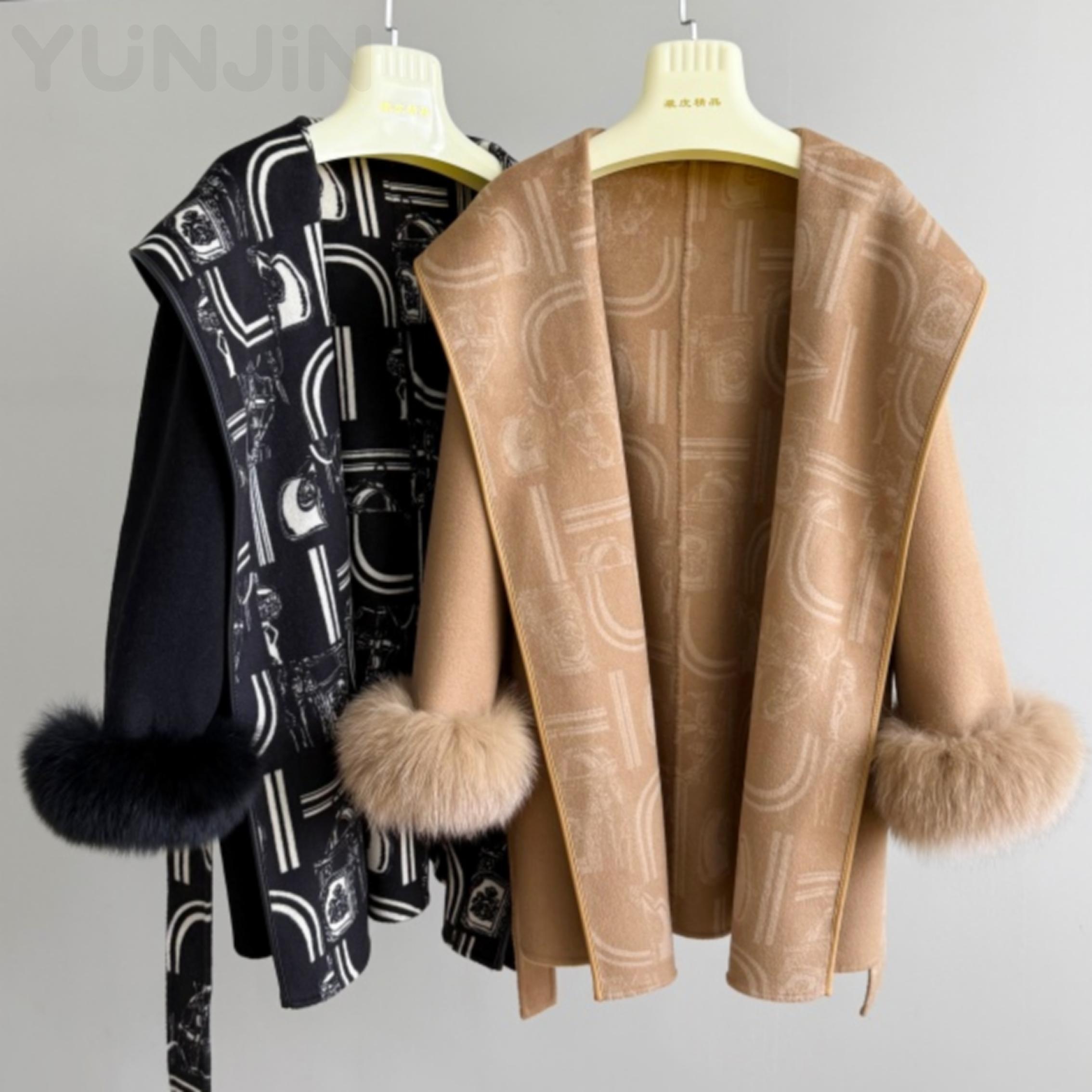 Winter Coat for Women Fox Fur Sleeves 100%