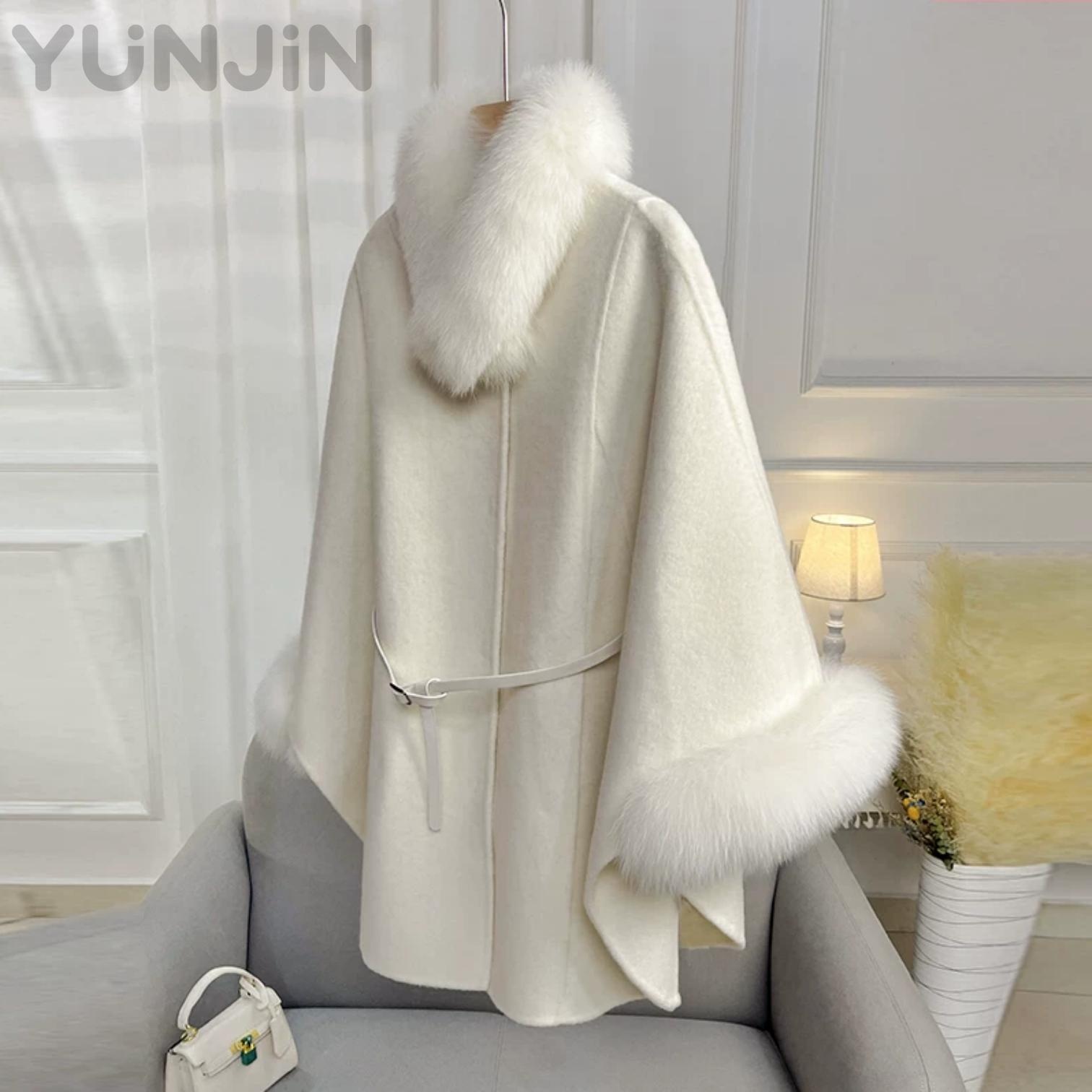 Elegant Women's Real fox Fur Trim Double Faced