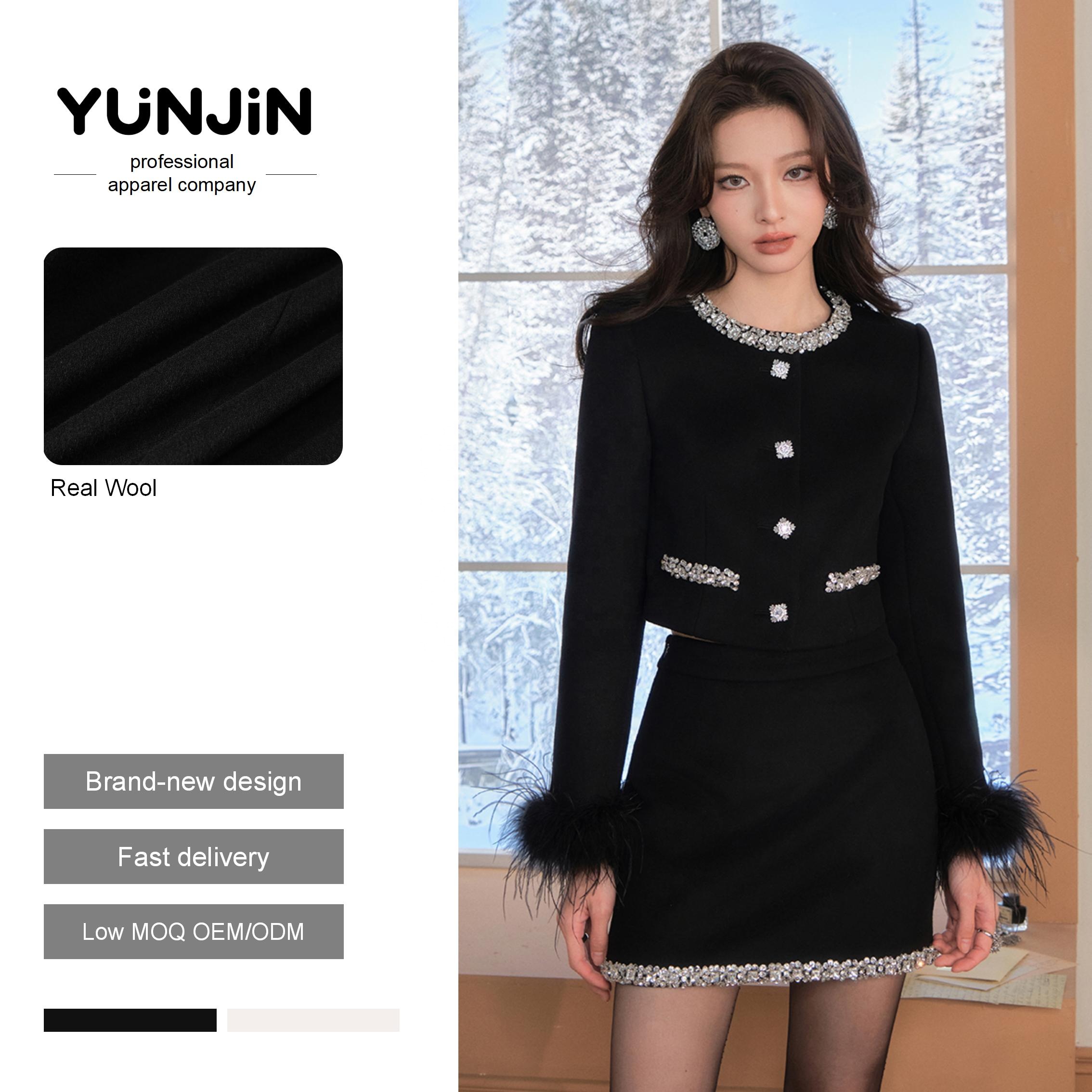 Women Winter 2-Piece Set Double-Faced Wool Coat with