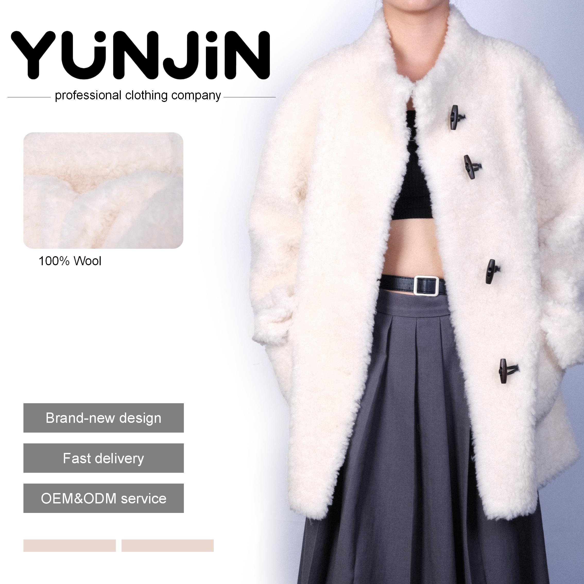 YUNJIN Women's New Pellet Sheep Shearling Fur Horn