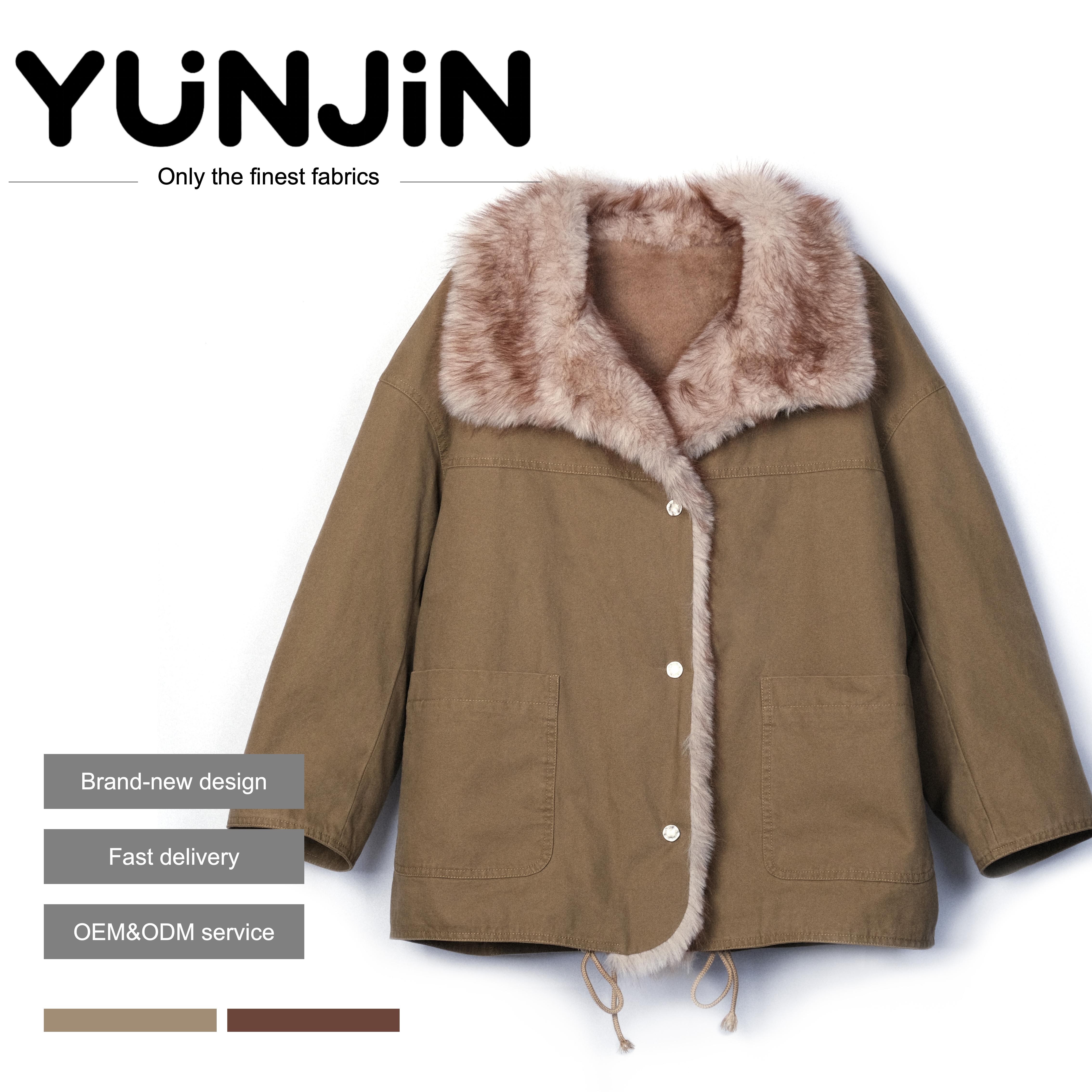 Handmade Soft Faux Fur Coat Luxury Big Collar