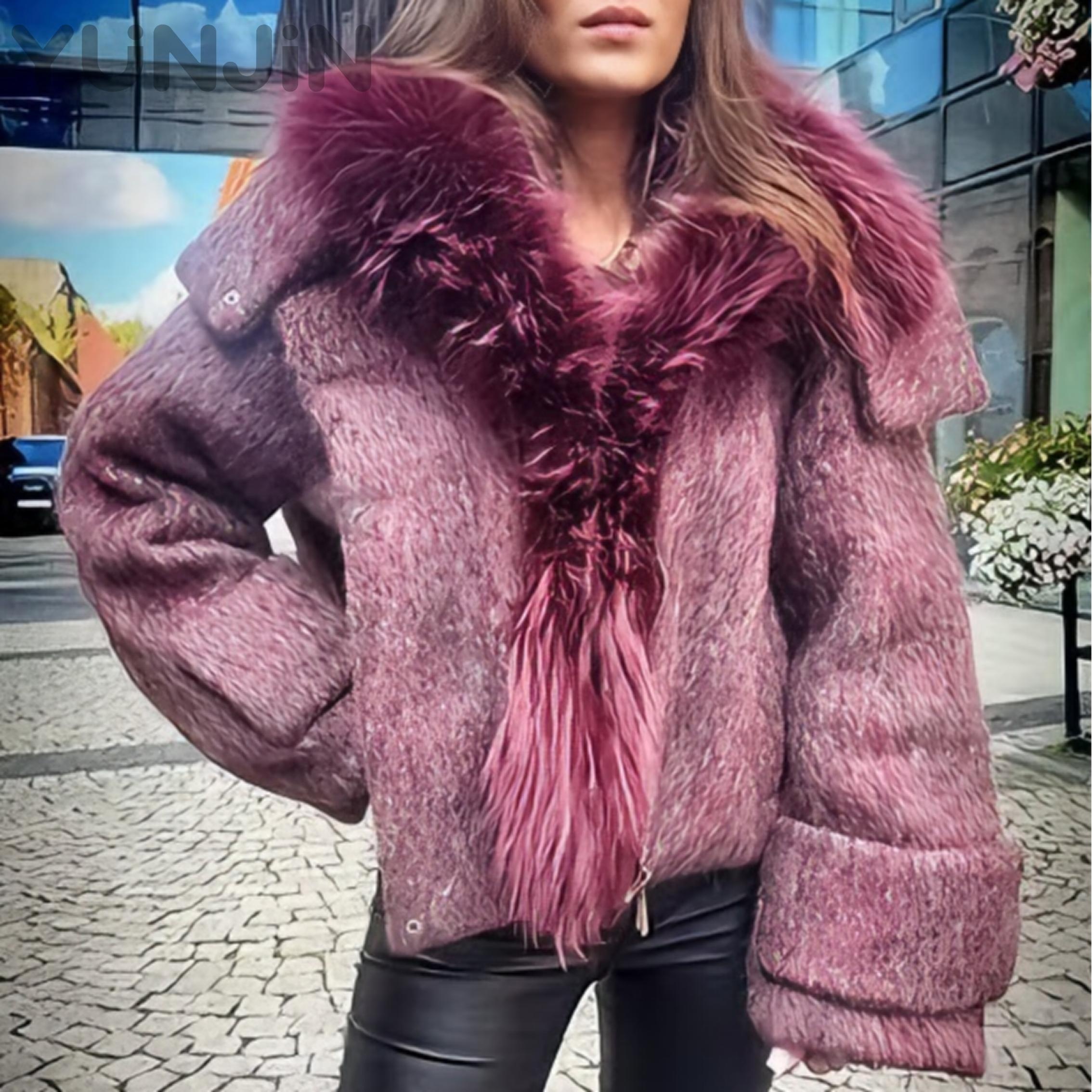 2025AW Women Luxury Fox Fur Collar Wool Down