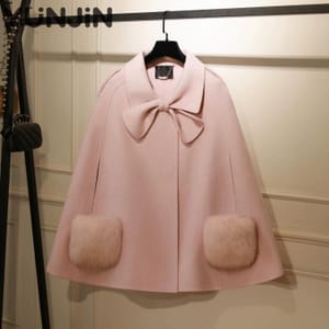 Luxury Women's Real fox Fur Pocket Fashion Wool