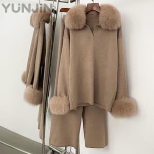 Natural Real Fox Fur Collar Fur Trim Two