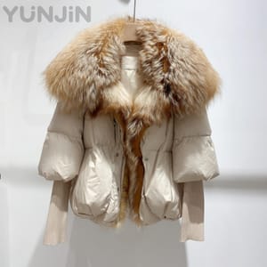 Winter New White Duck Down Puffer Short Real
