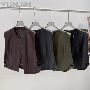 New Simple Women's Genuine Leather Vest Fashion Designer