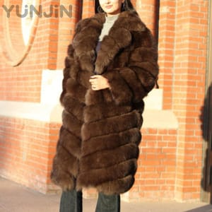 Women's High Quality Real Fox Fur Coat Long