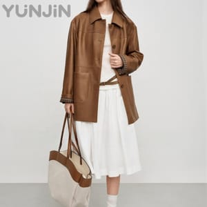 Luxury Designer Medium Women's Natural Sheepskin Leather Jackets