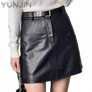 Lamb Leather Skirt Women Spring Autumn New Arrival
