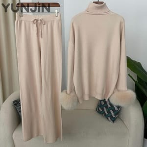 Luxury Design Women's Real Fox Fur Trim Knit